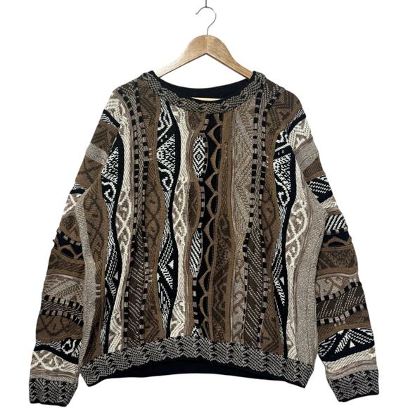 Vintage Patterned 3D Style Knit Sweater XL - Picture 1 of 6